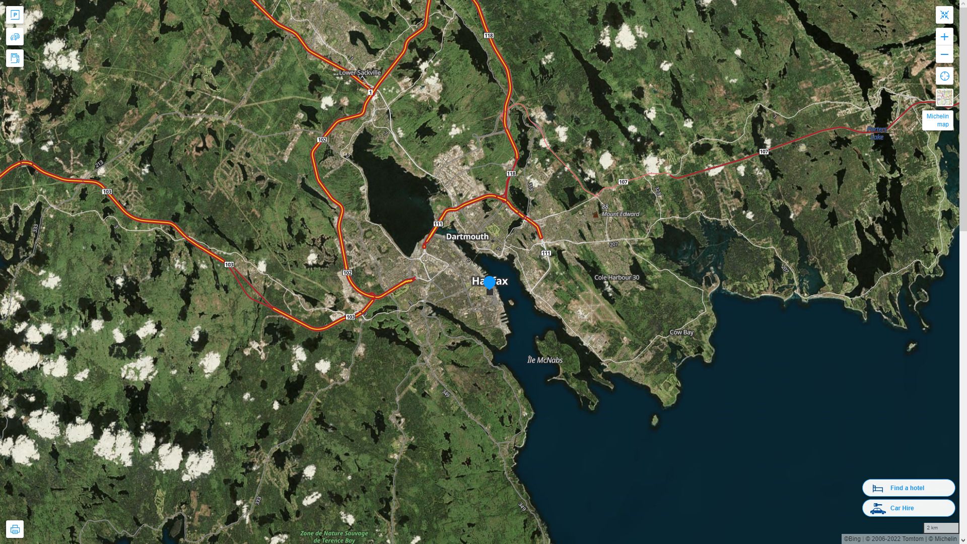 Halifax Highway and Road Map with Satellite View